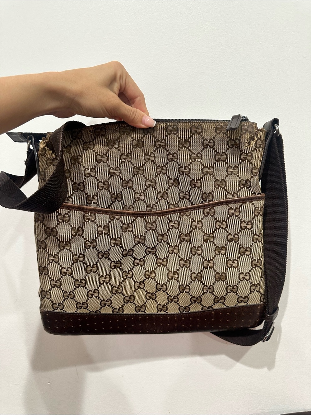AUTHENTIC Gucci Brown Monogram Canvas Crossbody Bag